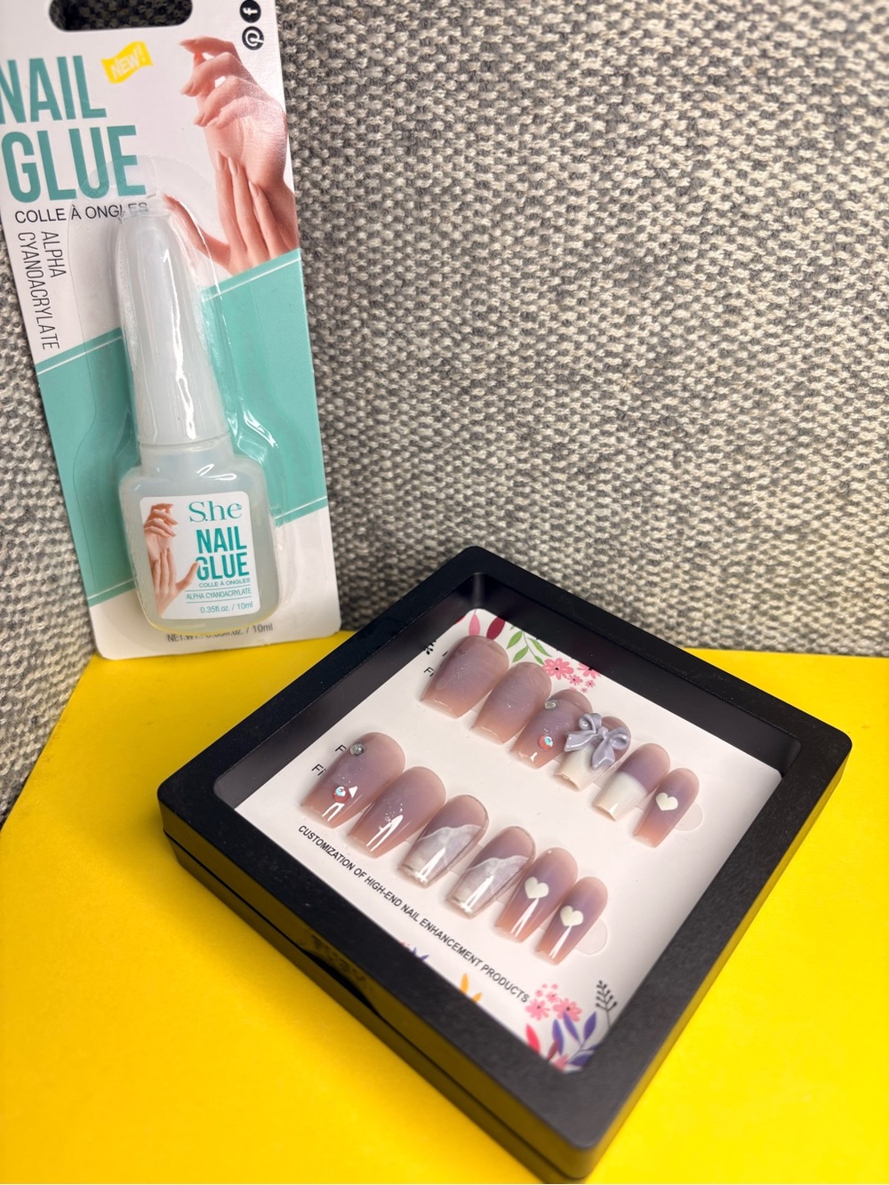 Salon Quality Grade Nail Set with Glue